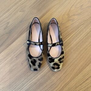 Ginger Leopard Velvet Mary Jane Ballerina Flats